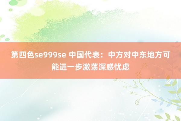 第四色se999se 中国代表：中方对中东地方可能进一步激荡深感忧虑