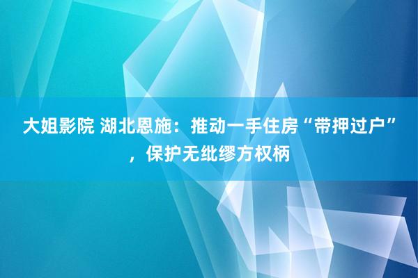 大姐影院 湖北恩施：推动一手住房“带押过户”，保护无纰缪方权柄