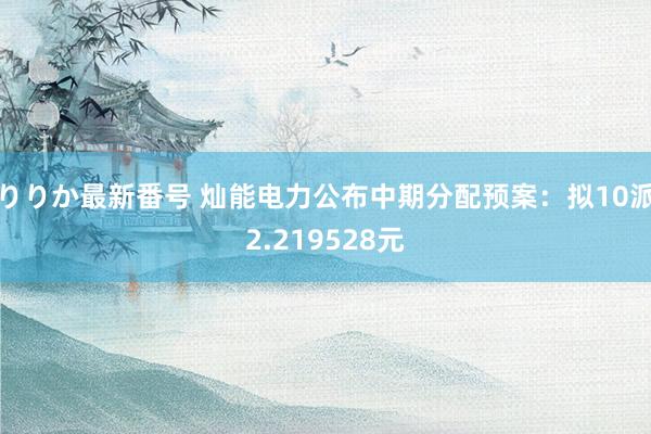 りりか最新番号 灿能电力公布中期分配预案：拟10派2.219528元